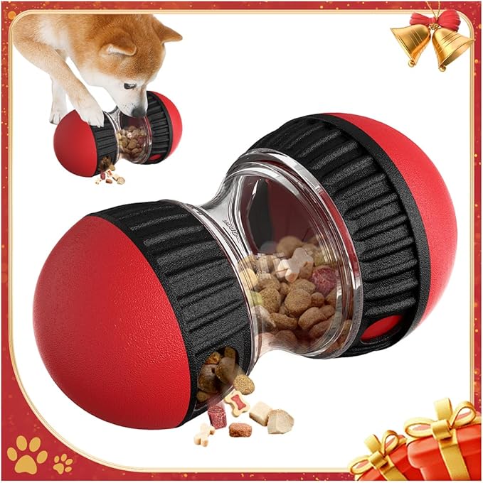 Interactive Dog Puzzle Toys, Brain Stimulation Rolling Treat Dispenser Ball &amp; Slow Feeder Combo for Dogs to Keep Them Engaged and Busy