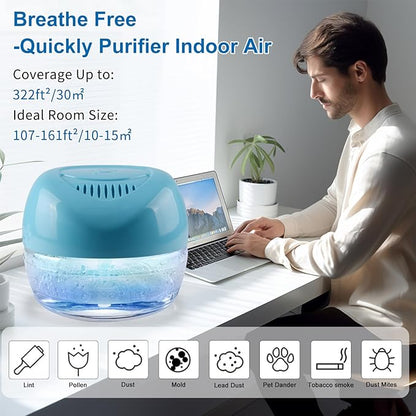 Water-Based Purifier Air Washer, Air Revitalizer &amp; Freshener, Air Fresher with 7 LED Color Changing Light for Rooms (Blue)