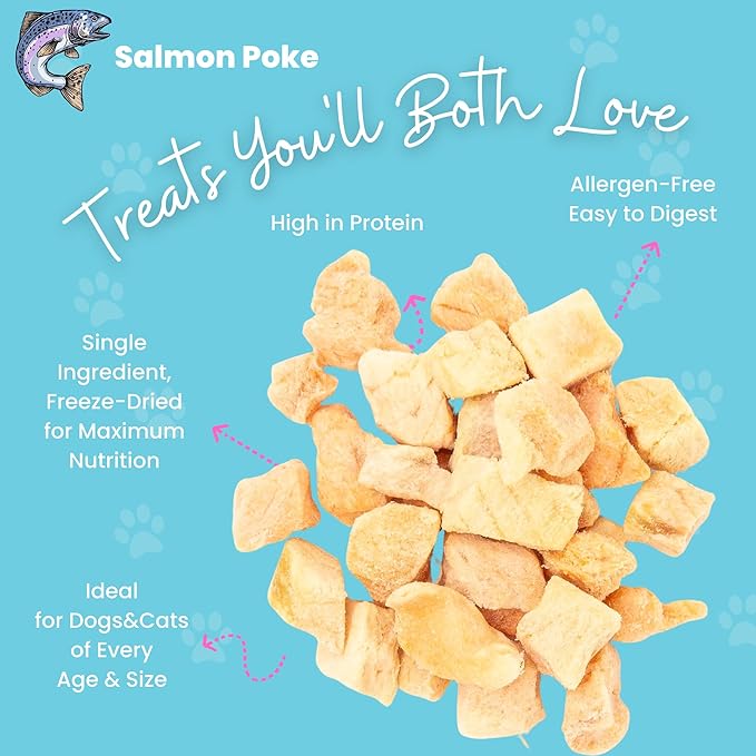 hotspot pets Freeze Dried Salmon Treats for Cats &amp; Dogs -Made in USA-1LB Resealable Big Bag -Single Ingredient, High Protein, All Natural Grain-Free- Perfect for Training, Topper or Snack