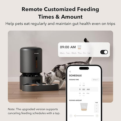 PETLIBRO Automatic Cat Feeder for 2 Cats, 5G&amp;2.4G WiFi Pet Feeders, 5L Programmable Cat Food Dispenser with Airtight Lock-Fresh Technology, Dual Stainless Steel Bowls, Low Food Sensor