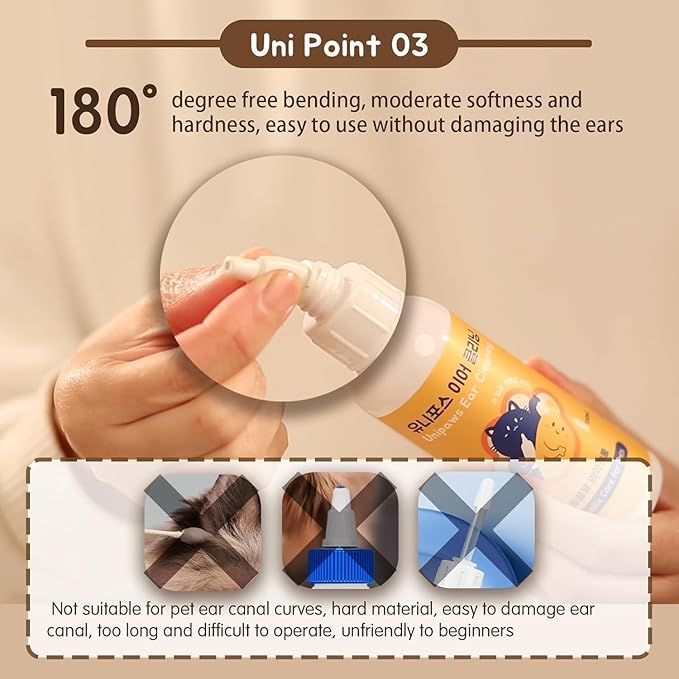 UNIPAWS Pet Ear Drops for Dogs &amp; Cats – Vet-Recommended Ear Cleaner &amp; Deodorizer – Helps Reduce Wax Buildup &amp; Soothe Itchy Ears – 5.1 fl oz Probiotic &amp; Moisturizing Formula, Made in Korea