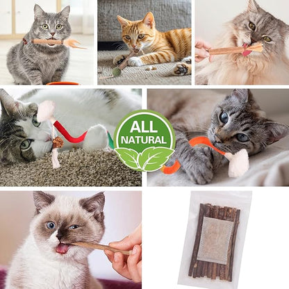 Cat Toys Cat Chew Toys, Silvervine Sticks Catnip Rope Toys for Cats Teeth Cleaning, Kitten Dental Care, Kitty for Indoor Cats Increase Appetite,Enhances Oral &amp; Dental Health (21 Pack)