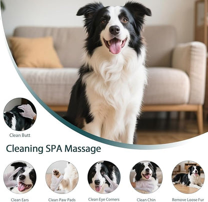 WLP 48 PCS Pet Cleaning and Deodorizing Glove Wipes for Dogs &amp; Cats Hypoallergenic Pet Cleaning and Hydrating Glove Bath Wipes Enriched with Aloe &amp; Jojoba Oil Individually Wrapped