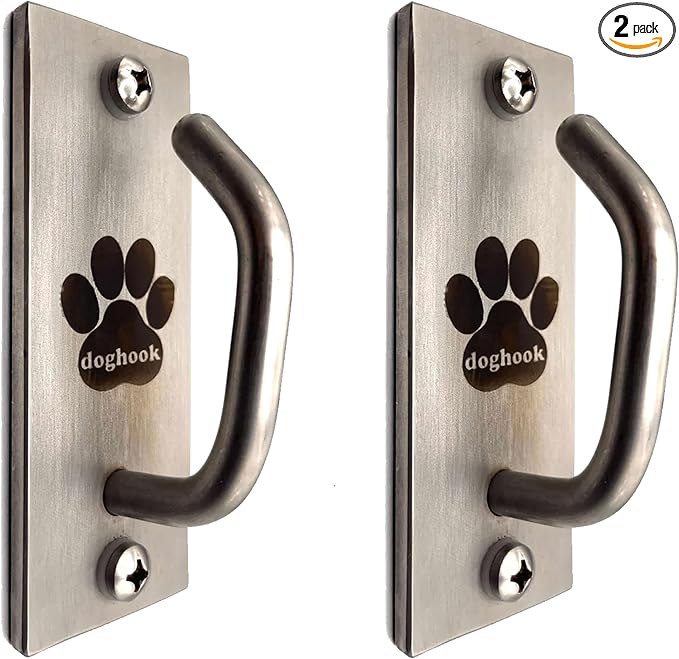 Canine Hitch- Secure Dog Leash Parking Mounted Indoor – Outdoor Wall Hook - Tie Out Stainless Steel Practical Lead Management for Home &amp; Business, Standard Size 2 Pack