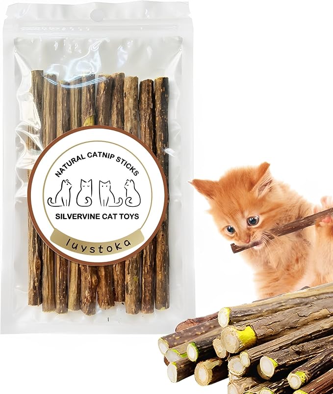 Cat Toys - Silvervine &amp; Matatabi Catnip Toys, 10PCS Indoor Kitty Chew Sticks &amp; Wand Toys for Bored Cats