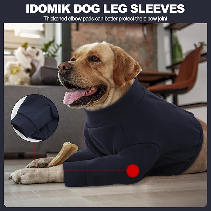 IDOMIK Dog Recovery Suit, Dog Surgery Recovery Suit Front Legs, Comfy Joint Leg Sleeves After Surgery, Elbow Braces Protector for Leg Injuries &amp; Joint Pain, Cone Collar Alternatives,Navy,L