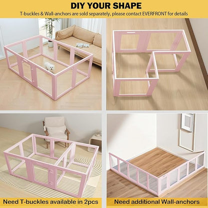 Clear Acrylic Plastic Dog Playpen - Clear Dog Play Pen - Easy Assemble Acrylic Dog Playpen - Puppy Playpen, Cat Playpen, Small Animal Playpen, Dog Play Pen Indoors (Pink-23.6" H, 8PCS)