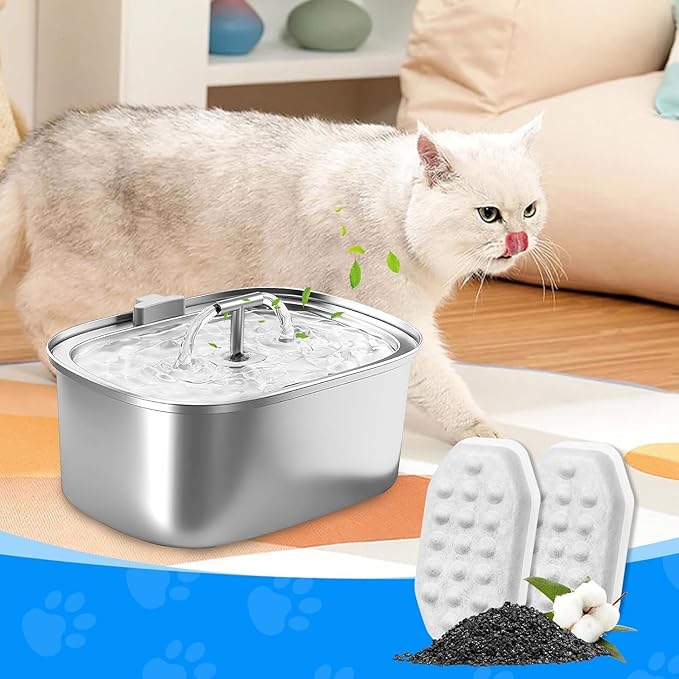 Pet Water Fountain Filters Compatible with Rellaty &amp; Fit for Neareal 108oz/3.2L Automatic Dog Water Dispenser, Cat Filters for Bowl, 8+8 Pack