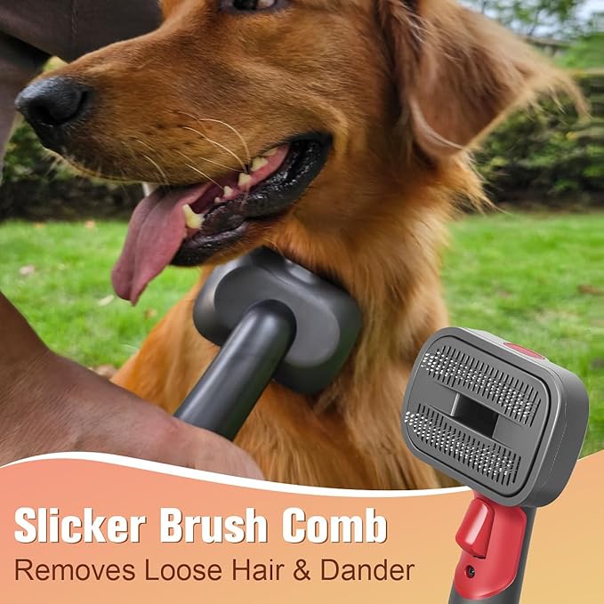 FUNTECK 2-in-1 Dog Hair Vacuum Brush for Grooming &amp; Shedding Compatible with Dyson Gen5, V15, V12, V11, V10, V8, V7 – Removes Loose Hair, Dander, Undercoat &amp; Tangles – Self-Cleaning Design