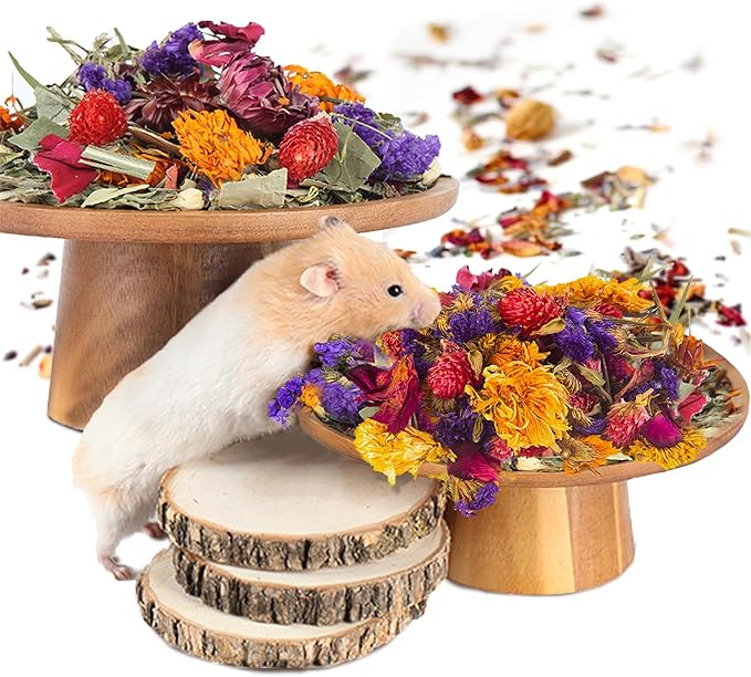 Natural Ear of Grain Flower&amp;Herb Bedding Mate Habitat Decor, Adding Fun Hamster Accessories for Hamsters Gerbils Lemming