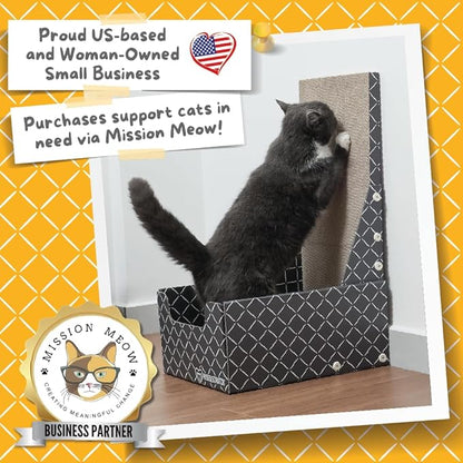 HIDE &amp; SCRATCH 26" L Shaped Cat Scratcher Box and Cat Bed with Double-Sided Cardboard Cat Scratch Pad