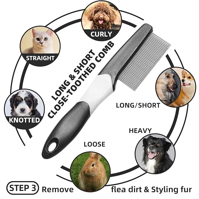 Dog Brush for Shedding, 7 PCS Dog Grooming Brush Kit, Undercoat Rake, Slicker Brush, Deshedding Comb, Bath Brush, Nail Clipper for Long &amp; Short Haired Dogs &amp; Cats, Black