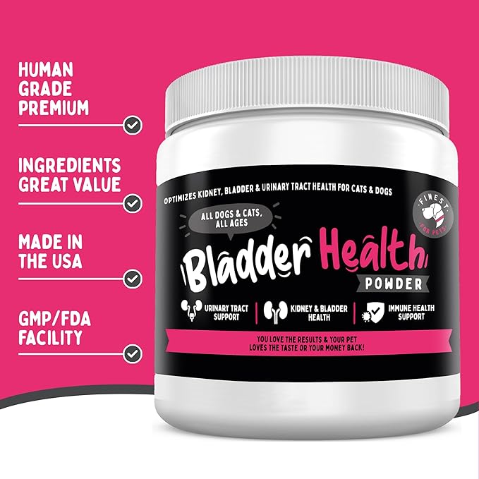 Bladder Health Dog &amp; Cat UTI Remedy - Cranberry Supplement for Pet, Bladder, Kidney Support &amp; Urinary Tract Health Powder with Cranberry &amp; D-Mannose (120g - 120 Scoops)