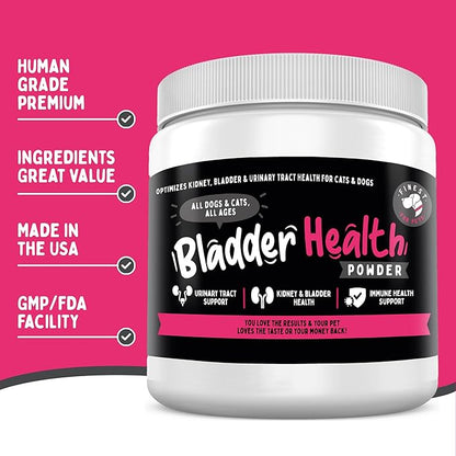 Bladder Health Dog &amp; Cat UTI Remedy - Cranberry Supplement for Pet, Bladder, Kidney Support &amp; Urinary Tract Health Powder with Cranberry &amp; D-Mannose (120g - 120 Scoops)