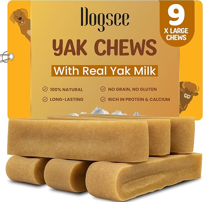 Dogsee Original Himalayan Yak Cheese Chews (XL - 9 Pieces) | Rawhide-Free | Long-Lasting | Fights Plaque &amp; Tartar | Helps Clean Teeth