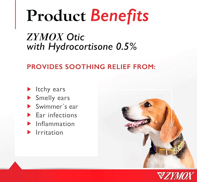 ZYMOX Enzymatic Ear Solution with 0.5-Percent Hydrocortisone, for Dog &amp; Cat, 1.25 oz