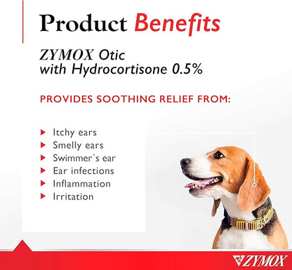 ZYMOX Enzymatic Ear Solution with 0.5-Percent Hydrocortisone, for Dog &amp; Cat, 1.25 oz