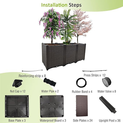 Raised Garden Bed Large Planters for Outdoor Plants Deepened Plant pots Planter Box Elevated Garden Patio Balcony Deck to Planting Flowers Vegetables Tomato and Herbs