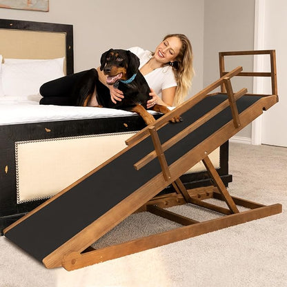 ABORON Dog Ramp,Adjustable Folding Pet Ramp for Bed,Couch,SUV - High Traction Portable Rubber Paw Ramps,Great for Small &amp; Large Old Dogs &amp; Cats, Supports up to 200 lbs,63&