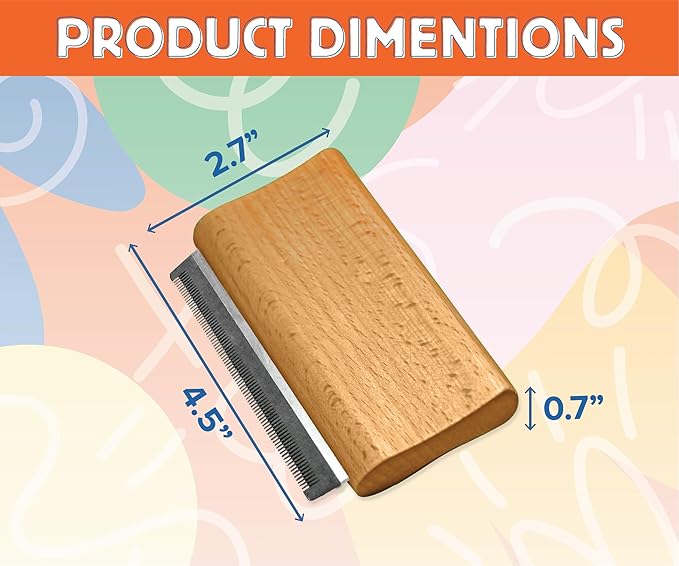 Jocomb Wooden Deshedding Brush for Dogs, Cats &amp; Horses - Gentle Grooming Tool for Thick, Short &amp; Wiry Coats - Dematting Pet Brush for Shedding Control &amp; Comfort