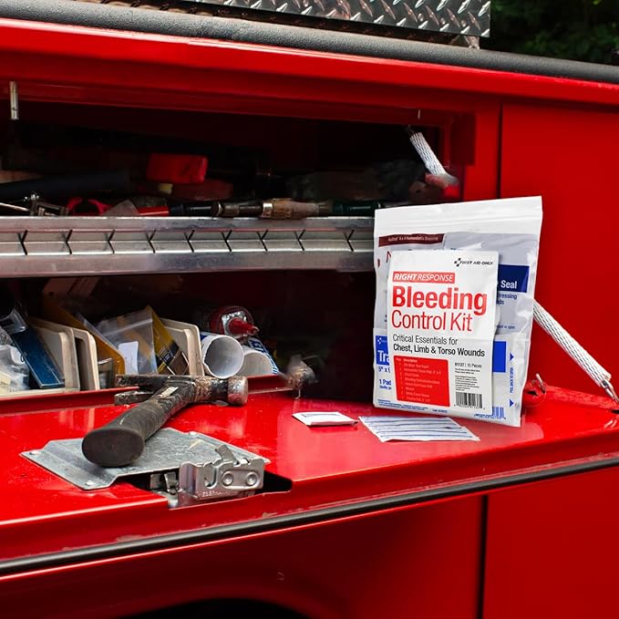 First Aid Only 91137 Critical Essentials Bleeding Control Kit for Chest, Limb &amp; Torso Wounds, 10 Pieces