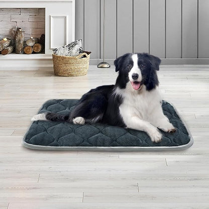 furrybaby Dog Bed Mat Flat Crate Mat with Anti-Slip Bottom Machine Washable Pet Kennel Pad for Dog Sleeping (L 42x28&