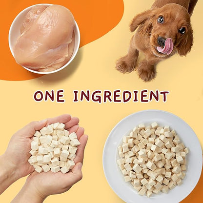 Jungle Calling Freeze Dried Chicken Cat &amp; Dog Treats, Single Ingredient Chicken Bites for Cats &amp; Dogs, High Protein Pet Training Treats, Edible Organic Food Topper, 10.58 oz