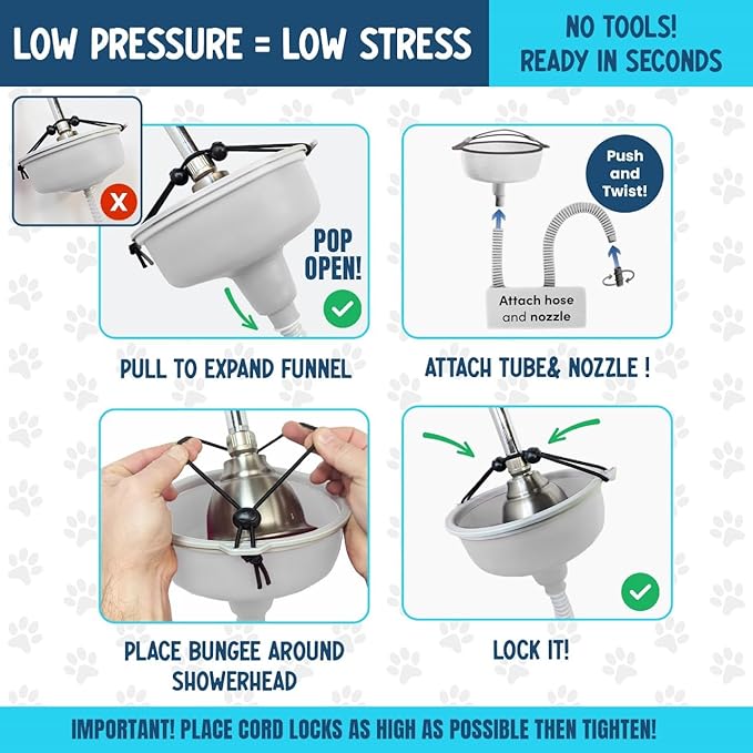 5-MinutePetBath Dog Bath Hose Attachment - Shower Head Accessory for Dog Washing - Low Stress Pet Shower - Portable Wash Station for Grooming, Rinse &amp; Cleaning - Attachable Bathing Essential - Green