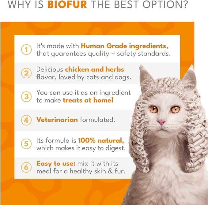 BIOFUR: Omega 3 Supplement for Cats &amp; Dogs - Puppy Essentials &amp; Dog Allergy Relief - Vitamins, Minerals for Feline &amp; Canine Skin, Coat Health, Nutrition, Well-Being, Orange