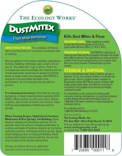 DustmiteX Dust Mite Spray - Dust Mites Remover + Flea Killer for Allergy &amp; Asthma Relief for Cleaning in Home, Bed, Pet Bedding, &amp; Furniture, Anti Allergen Dust Mites Killer