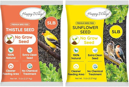 Nyjer Seed &amp; Sunflower Seeds Wild Bird Food Combo - 5 Pound Pack I No Grow Seed I Bird Food for Wild Birds