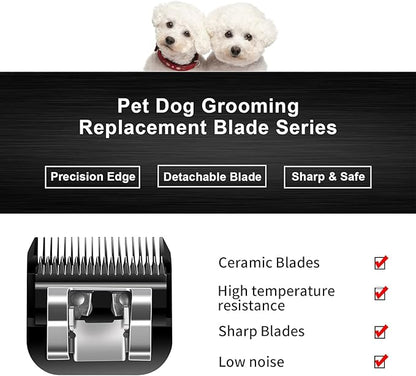 7F Blades Dog Grooming Blades Compatible with Andis/Oster A5/Wahl KM-10 Series Dog Clippers,Detachable Clipper Replacement Blade,Black (7FC/3PCS)