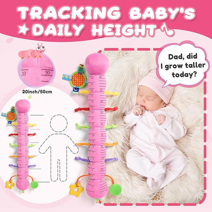 Baby Toys 0-6-12 Months,Musical Caterpillar Stuffed Animals Activity Infant Toys with Crinkle,Rattles,Mirror&amp;Pull String,Muti-Sensory Toys Gifts for Newborn Tummy Time,Pink,Knot prolegs