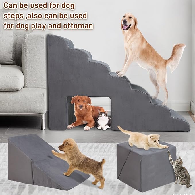 Dog Stairs &amp; Steps for High Beds 30-36 inches High Tall for Large Medium Dogs, LitaiL 30inch 7 Steps Pet Stairs/Steps for High Beds,llDogs, Non-Slip Dog Ramps for Small Dogs and Cats
