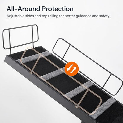 HOOBRO Dog Ramp for Bed, 63 Inch Long Dog Ramp for Couch and Bed, Pet Ramp with Non-Slip Mat and Safety Side Rails, 4 Height Adjustable up to 33 inch, for Small/Large/Old Dogs, Black BK16PT03