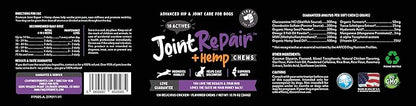 Joint Repair Hip and Joint Chews for Dogs Glucosamine, Chondroitin, MSM, Hemp, Omega 3 &amp; Turmeric for Dog Joint Support, Mobility &amp; Pain Relief - (120 Chicken Chews, Made in USA)