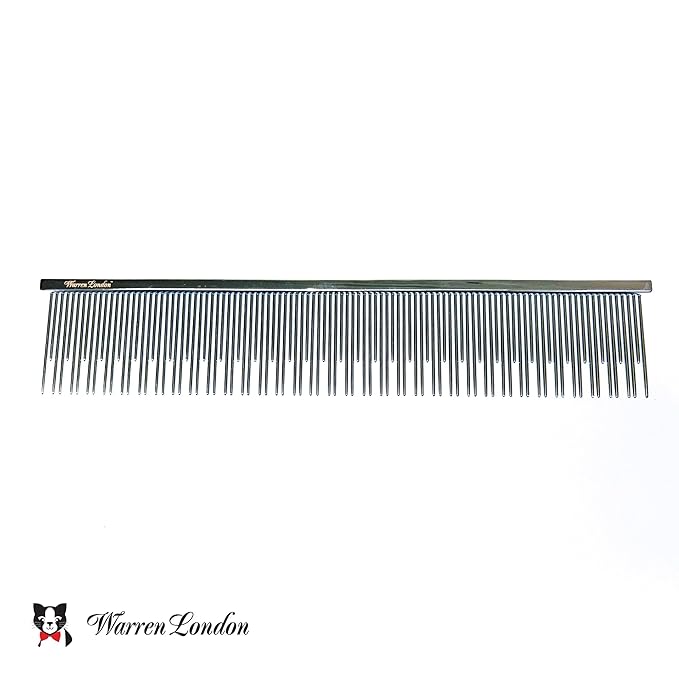 Warren London Carding Cat Comb | 7.5 inches made with Copper | Rounded Tips Prevent Irritation | Dual Tooth Design for Short &amp; Long Hair removes Mats and Tangles