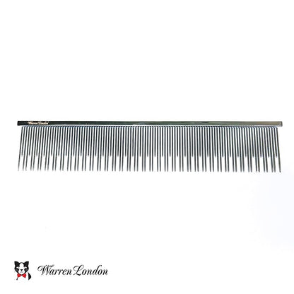 Warren London Carding Cat Comb | 7.5 inches made with Copper | Rounded Tips Prevent Irritation | Dual Tooth Design for Short &amp; Long Hair removes Mats and Tangles