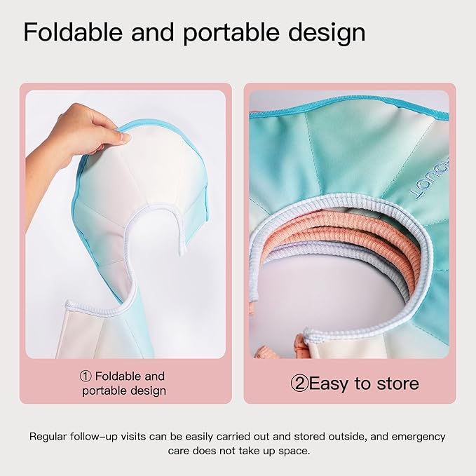 Touchdog Foldable Dog Cone Collar for Cats &amp; Dogs - Adjustable Soft Recovery Collar with Waterproof PU Coating, Lightweight Design, 24.5cm/9.6in Wide Barrier (Pink Gradient Color, XL)