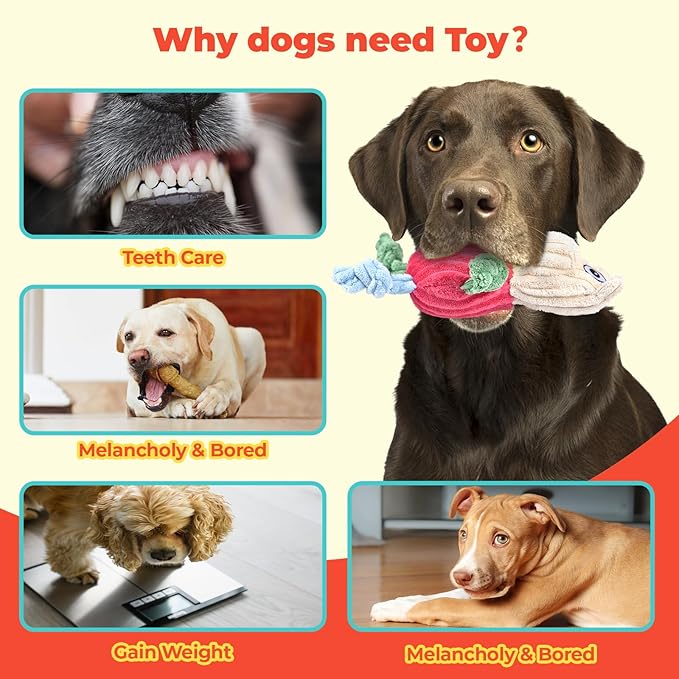 3pcs Dog Squeaky Toys, Plush Stuffed Puppy Chew Toy for Extended Play, Interactive Toys Great Gifts for Small Medium Large Chewer Dogs, Pet Toy Bulk to Keep Them Busy(Forg&amp;Hippo&amp;Pig)