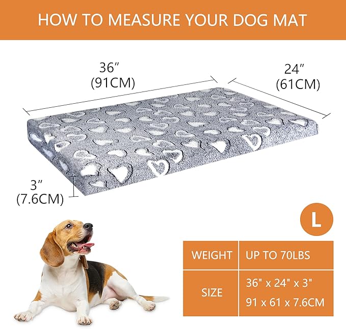 VANKEAN Dog Crate Mat - Reversible Cool &amp; Warm Stylish Bed, Waterproof &amp; Machine Washable, Supports Small to XXL Dogs, Grey