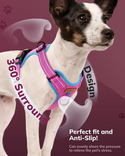 MIDOG No-Pull Dog Harness | Adjustable &amp; Reflective Pet Harness Leash Set for Small Medium Large Dogs Walking, Training| No Choke, Front Clip, Soft Padded Vest with Easy Control Handle - Pink, S