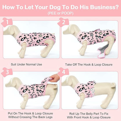 Kuoser Dog Recovery Suit for Dogs After Surgery,Professional Surgical Onesie for Female Male Dogs Spay Neuter,Soft Dog Surgery Suit Bodysuit for Abdominal Wounds Skin Disease,Pink Leopard 2XL