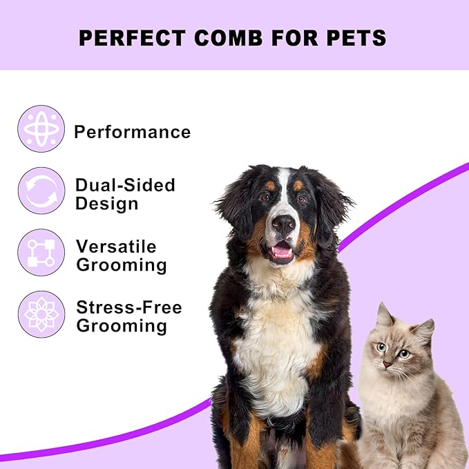 Pet Grooming Brush, Double Sided Undercoat Rake for Dogs &amp; Cats, Professional Deshedding Brush and Dematting Tool, Safe and Effective Removing Knots, Mats, Tangles,and Flying Hair
