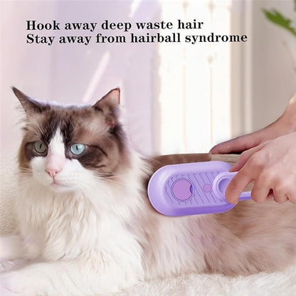 Pet Grooming Brushm,Cat Brush,3 In1 Spray Cat BrushSelf-Cleaning Wet Dog Comb with USB Rechargeable &amp; Water Tank,Suitable for Dogs,Cats to Reduces Flying Hair,Remove Tangled &amp; Loose Hair (Purple)