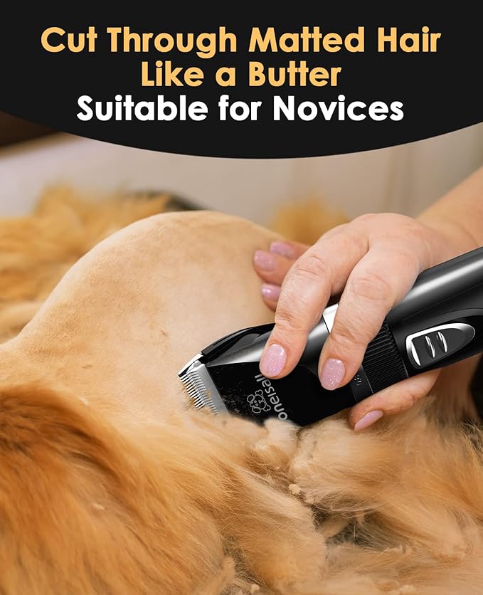 oneisall Quiet Cat Clippers for Matted &amp; Long Hair, 2-Speed Cordless Pet Shaver Grooming Kit for Cats, Small Dogs &amp; Animals (Black)
