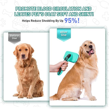 Dog Brush for Shedding Short Long Haired Cats, 5 in 1 Pet Grooming Kit for Small Medium &amp; Large Animals. Removes Loose Fur, Mats, Tangled. Easy Cleaning. Undercoat Rake + Steam Brush Included