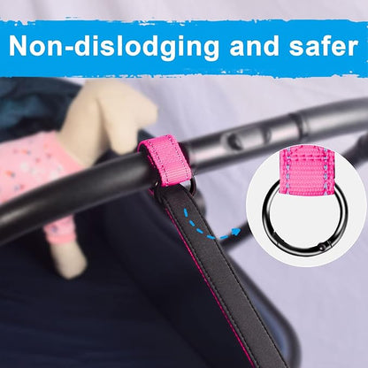 PetBonus Short Dog Leash, Safety Wrist Strap for Retractable Dog Leash, Reflective Design and Adjustable Soft Padded Handle, Extra Layer Security for Pet Stroller (Pink) 1 Pack