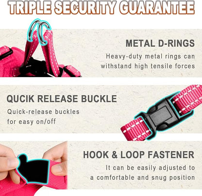 Dog Harness Step in Dog Vest Harness, Reflective Adjustable Puppy No Pull Harness Breathable Soft for Small and Medium Dogs Cats, Pink, XS