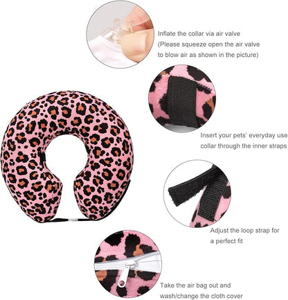 CuteBone Inflatable Soft Dog Cone with Removable Fleece Covers for Small/Medium/Large Dogs and Cats After Surgery GWB10S
